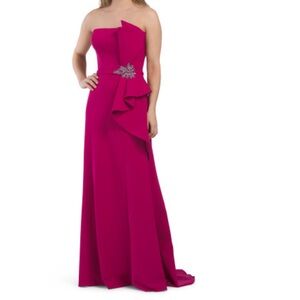 Rene Ruiz Strapless Fuchsia Gown